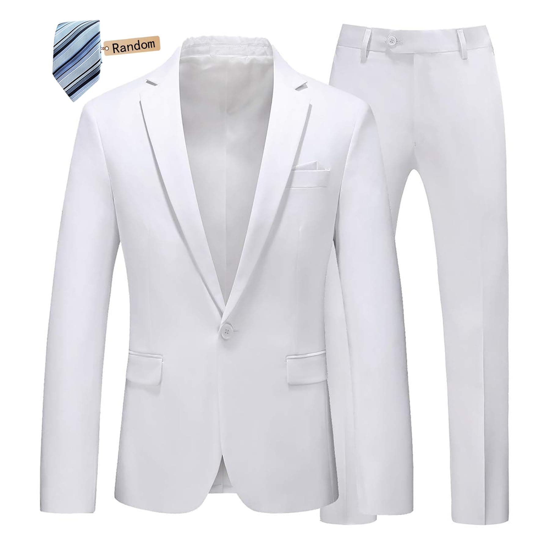 Men's Slim Fit 2-Piece Tuxedo Suit One-Button Jacket & Pants Set for Wedding, Prom, and Formal Events