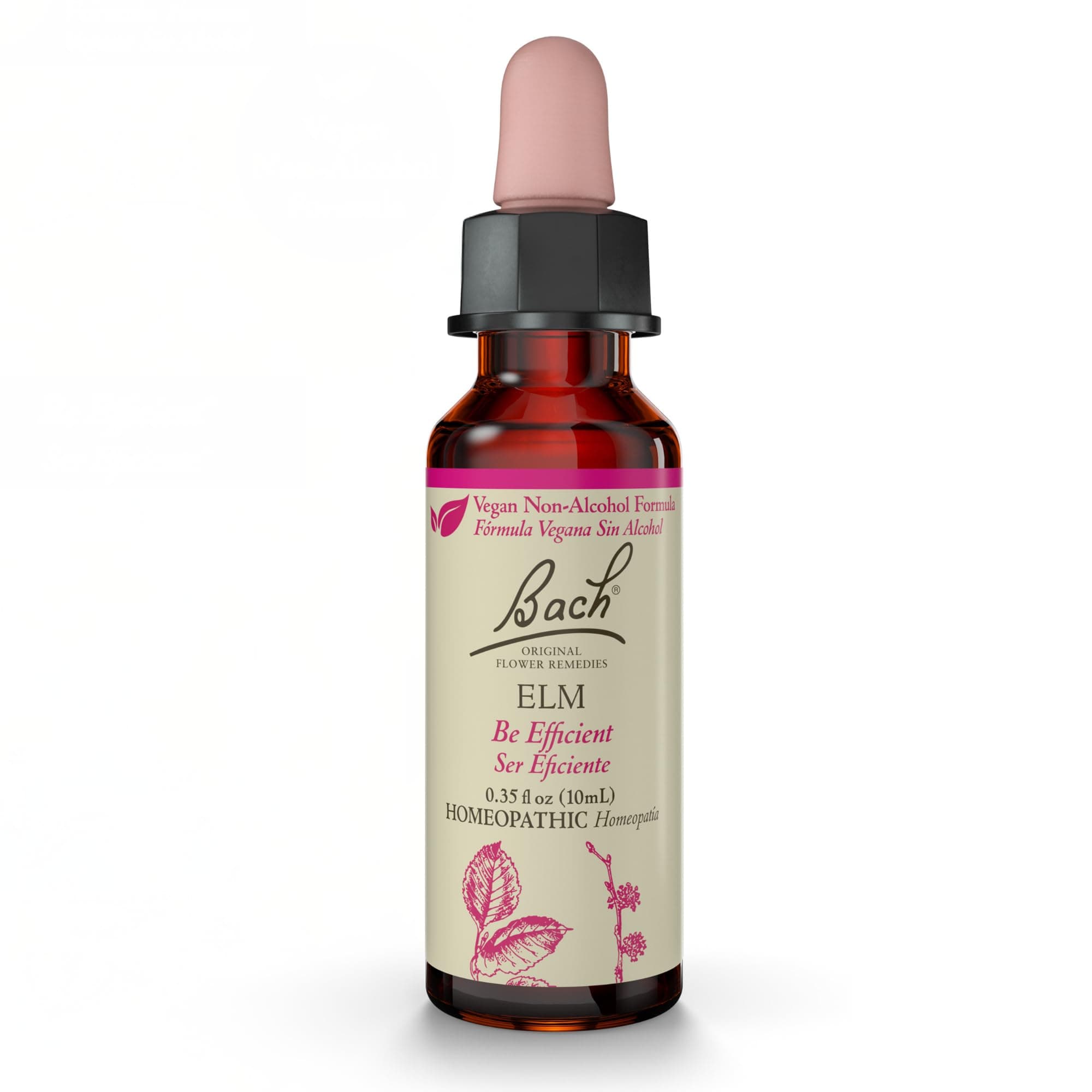 Bach Original Flower Remedies, Elm (Non-Alcohol Formula) - Be Efficient - Natural Homeopathic Flower Essence for Emotional Balance - Vegan, Gluten Free, Sugar Free - 10mL Dropper