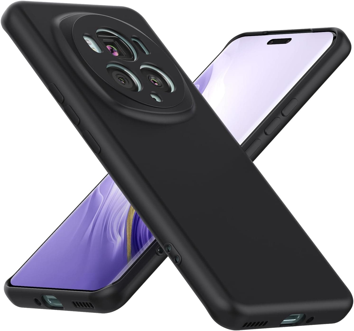 Muzz Honor Magic 6 Pro Ultra Slim Silicone Matte Black Anti-Scratch Bumper Cover, Flexible Soft TPU, Anti-Fall Case, Shockproof (Matte Black)