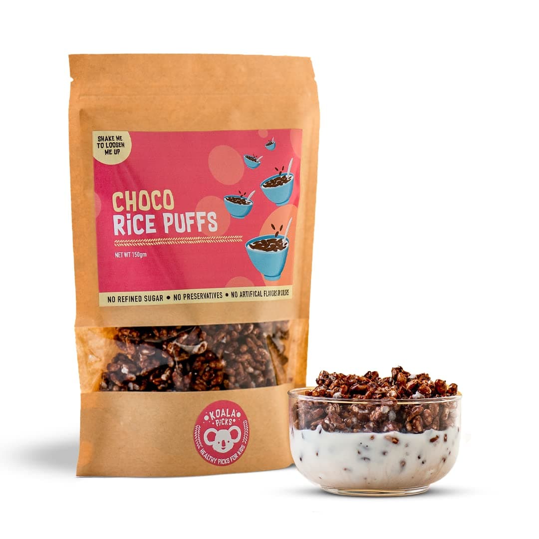 Choco Rice Puffs 150g – Free from Refined Sugar, Preservatives, and Artificial Flavors, Healthy Chocolate Snack for Kids & Adults, Crunchy & Delicious