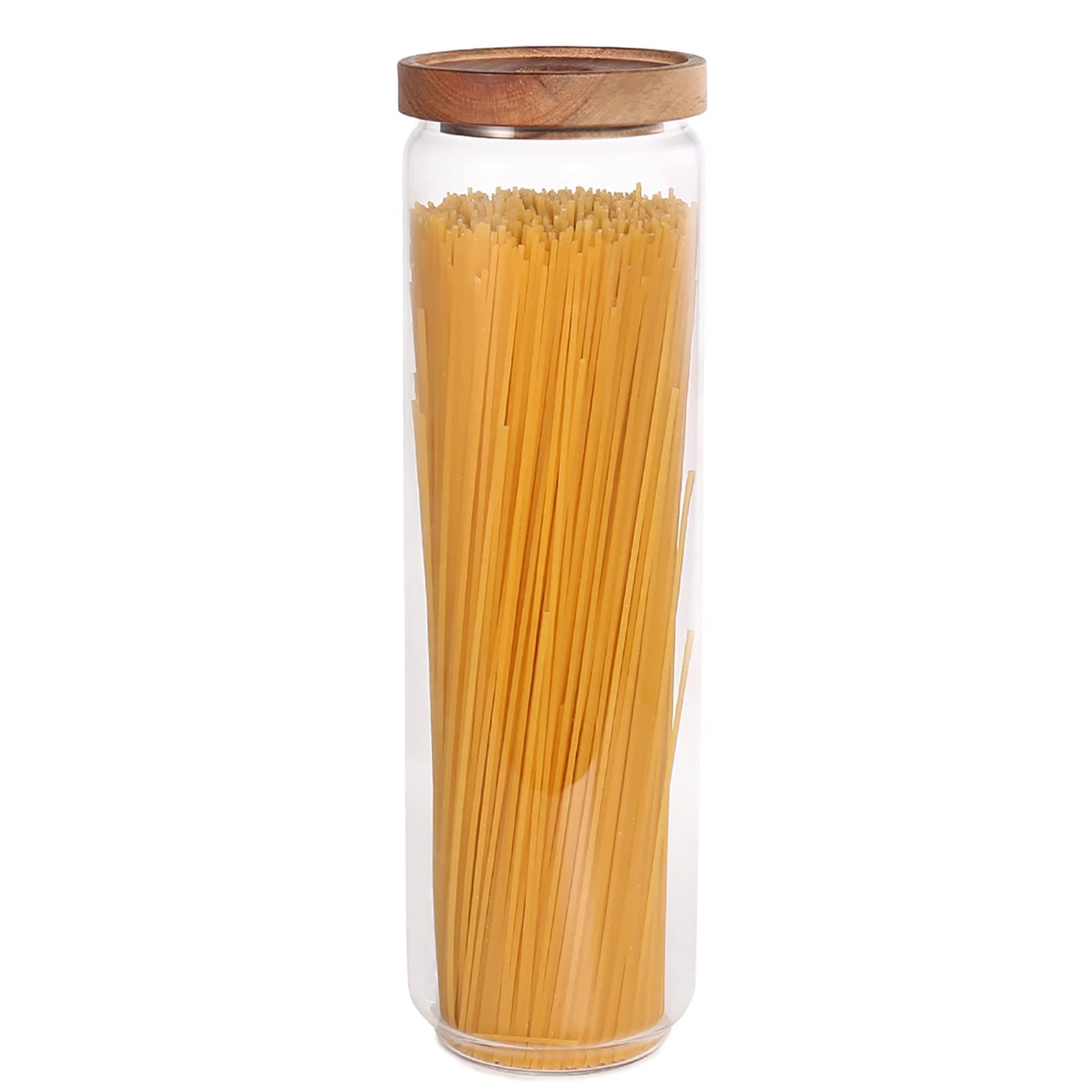 77L Glass Storage Jar, 52.13 FL OZ (1543 ML), Glass Storage Jar with Sealed Wooden Lid, Clear Food Storage Jar for Storing Spaghetti, Rice, Pasta and more