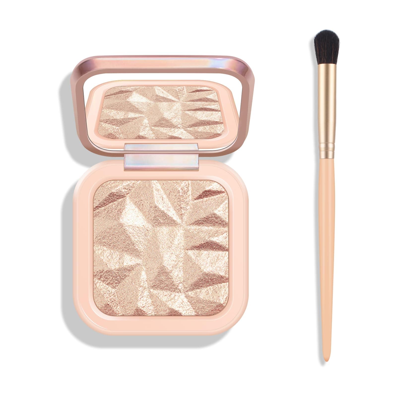 Face Highlighter Palette, High Glossy Face Illuminator Palette, Natural Glow Finish, Pearl Shimmer Smooth Baked Powder, Lasting Sparkling Champagne Highlighter Makeup-SUN GLOW