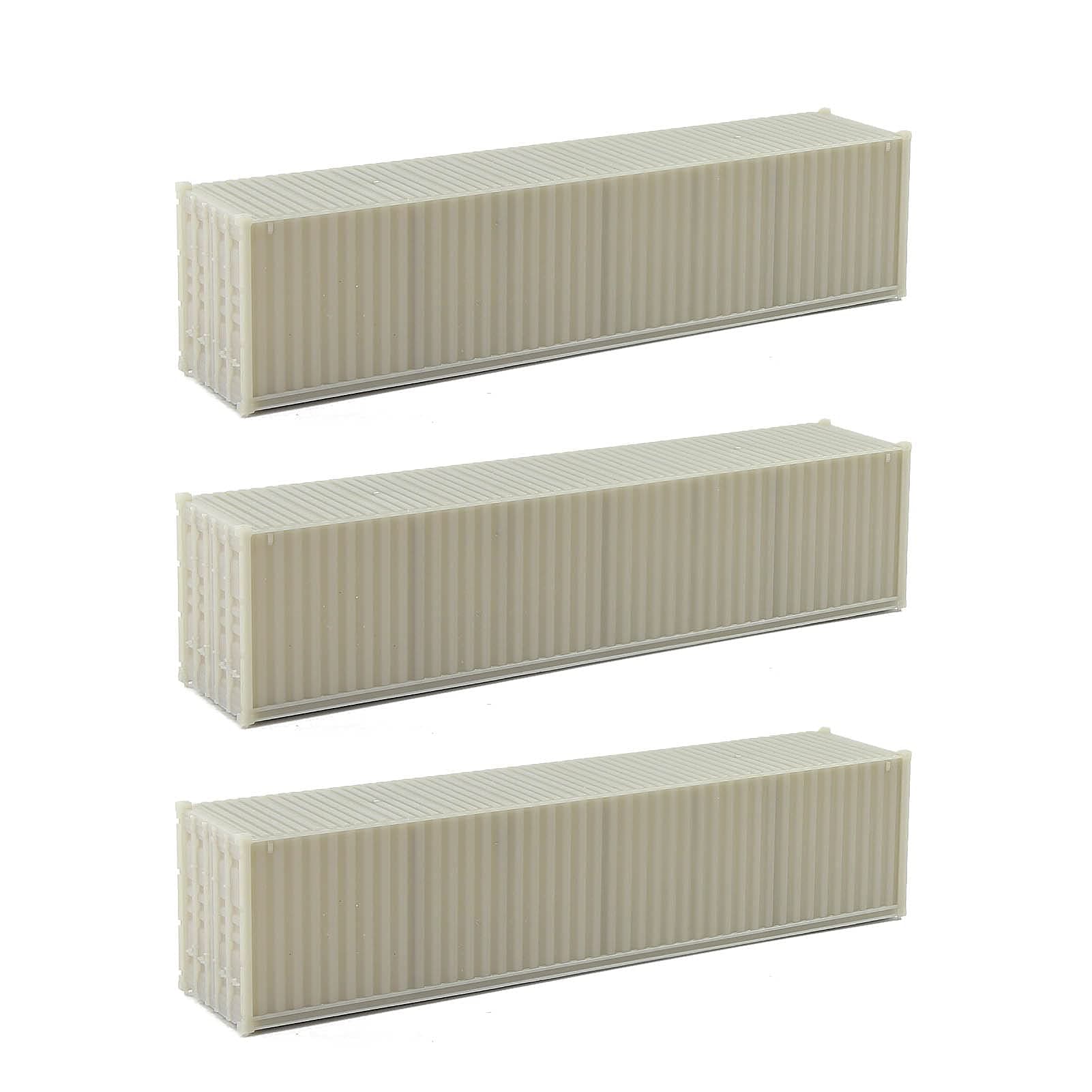 Evemodel C8740JJ 3pcs HO Scale 1:87 Shipping Container Blank Uncolored Cargo Box (40ft (3pcs))