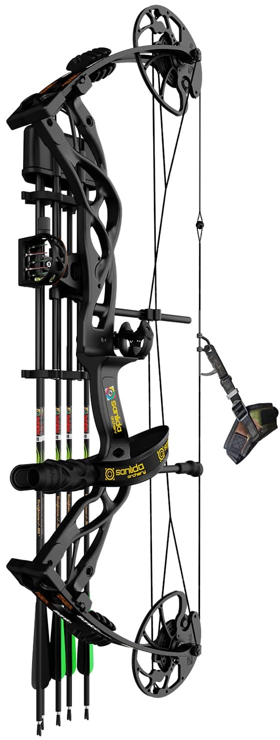 Sanlida Dragon X9 Ready to Hunt Compound Bow Package for Adults, Archery Compound Bow and Arrow Set, 0-70 Lbs Draw Weight, No Bow Press Needed, Limited Life-time Warranty, RH Only