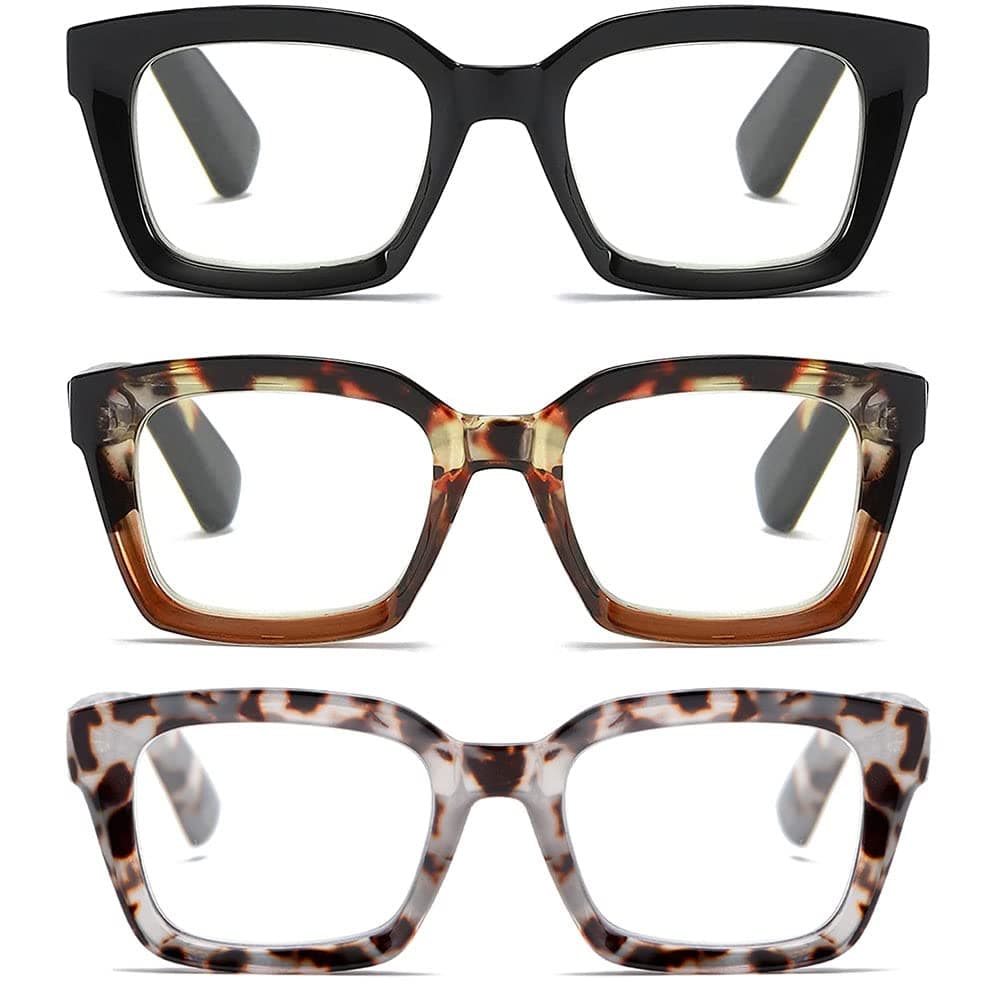 - Readers for Women Oprah Style Square Reading Glasses with Spring Hinge Blue Light Blocking for Men Ladies