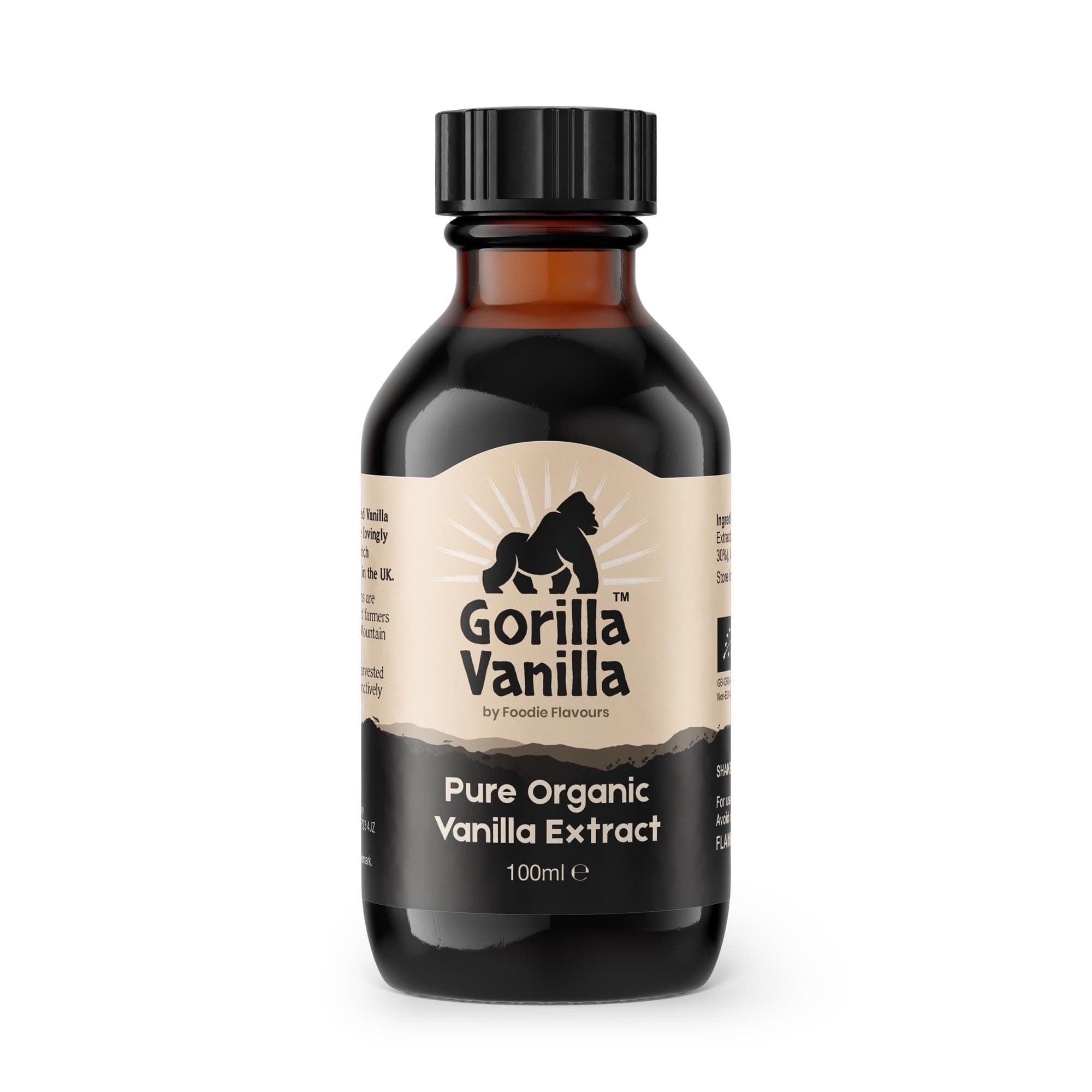 Gorilla Vanilla - Pure Organic Vanilla Extract for Baking - 100ml - By Foodie Flavours