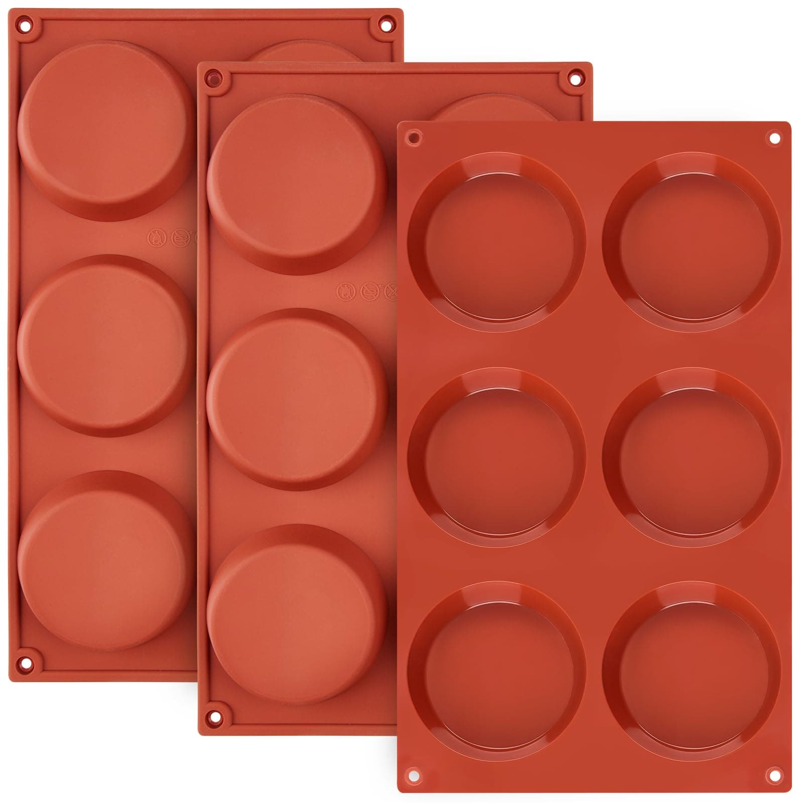 JOERSH 3-PK Silicone Egg Mold for Breakfast Sandwiches 3 Inch Round Muffin Top/Egg Pan, Oven Baking Silicone Molds for English Muffins, Whoopie Pies