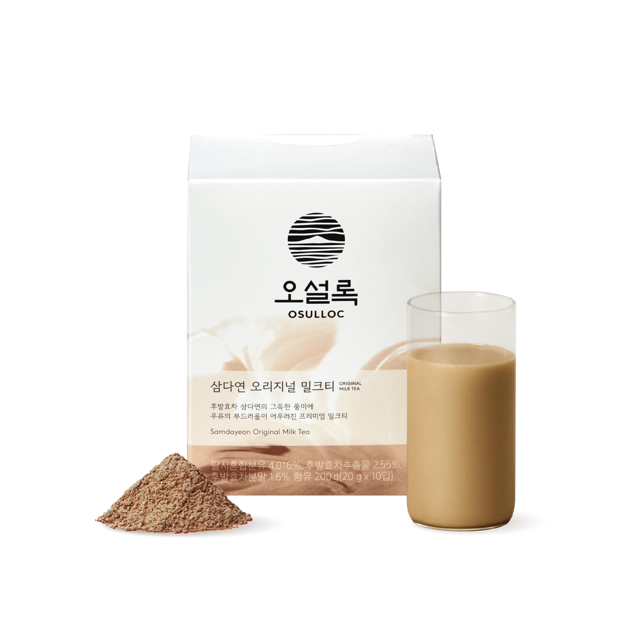 Osulloc Original Milk Tea (0.7oz x 10 Count), Easy Powder type Blended tea, Cafe Style Sweetened Blend