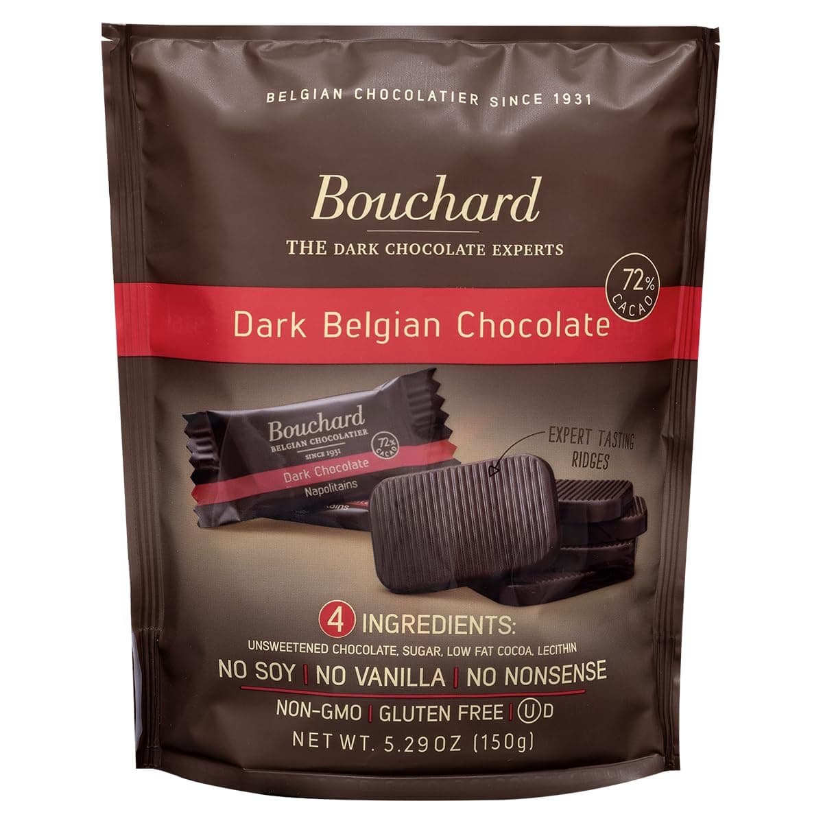 Premium Belgian Dark Chocolate with 72% Cacao (5.29 OZ / 150g) (Pack of 2)