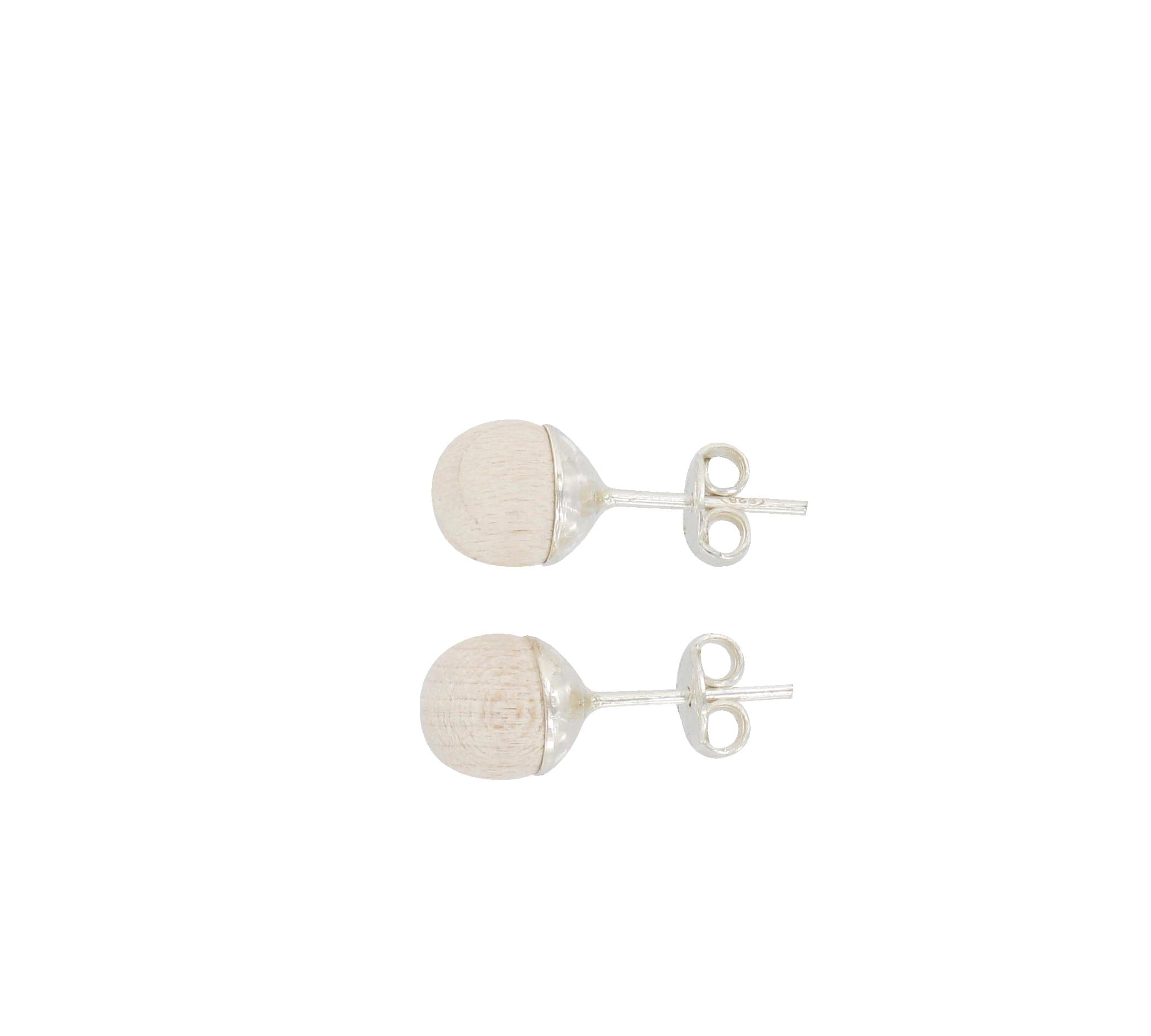 Aarikka MARJA stud earrings with wooden beads, white