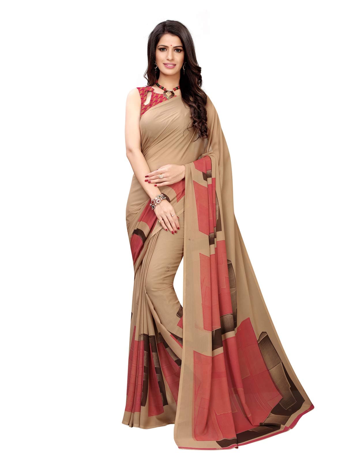 KANCHNARWomen's Georgette Printed Saree with Blouse