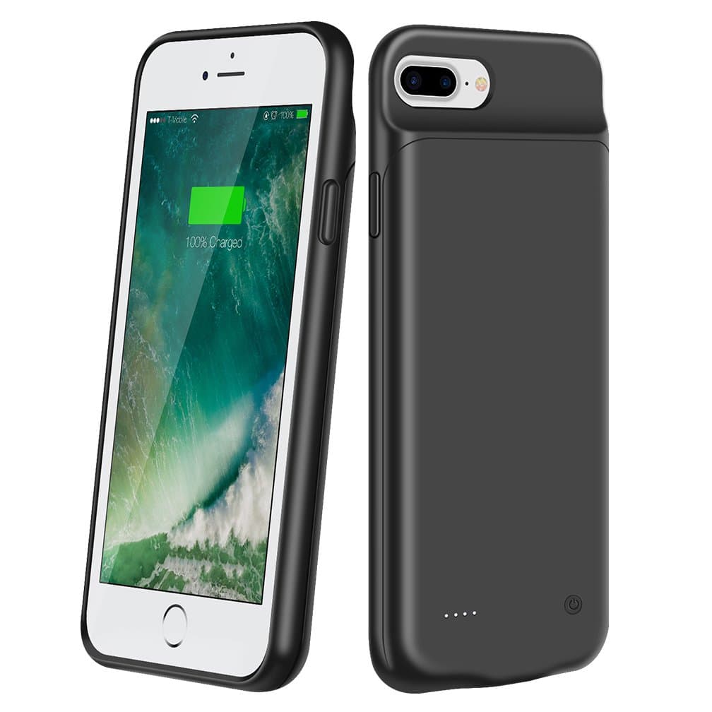 Voodee Battery Case for iPhone 6 Plus, (Updated Version) Protective iPhone 7 Plus Charger Case, 4000mAh Magnetic Apple iPhone Plus Charging Case Slim, Supporting Lightning Earpods-Black