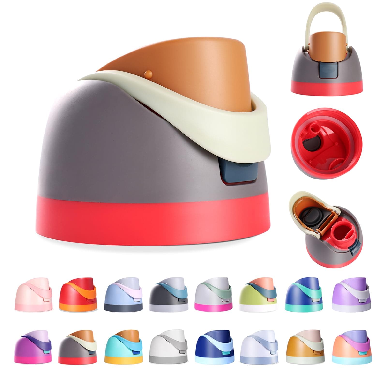 Renyqatt Replacement Lid for Owala Freesip, Compatible with Owala Cup 16oz 24oz 32oz 40oz, One Button Water Bottle Top Lid Replacement Accessory, Leakproof, BPA-Free (Reddish Brown)