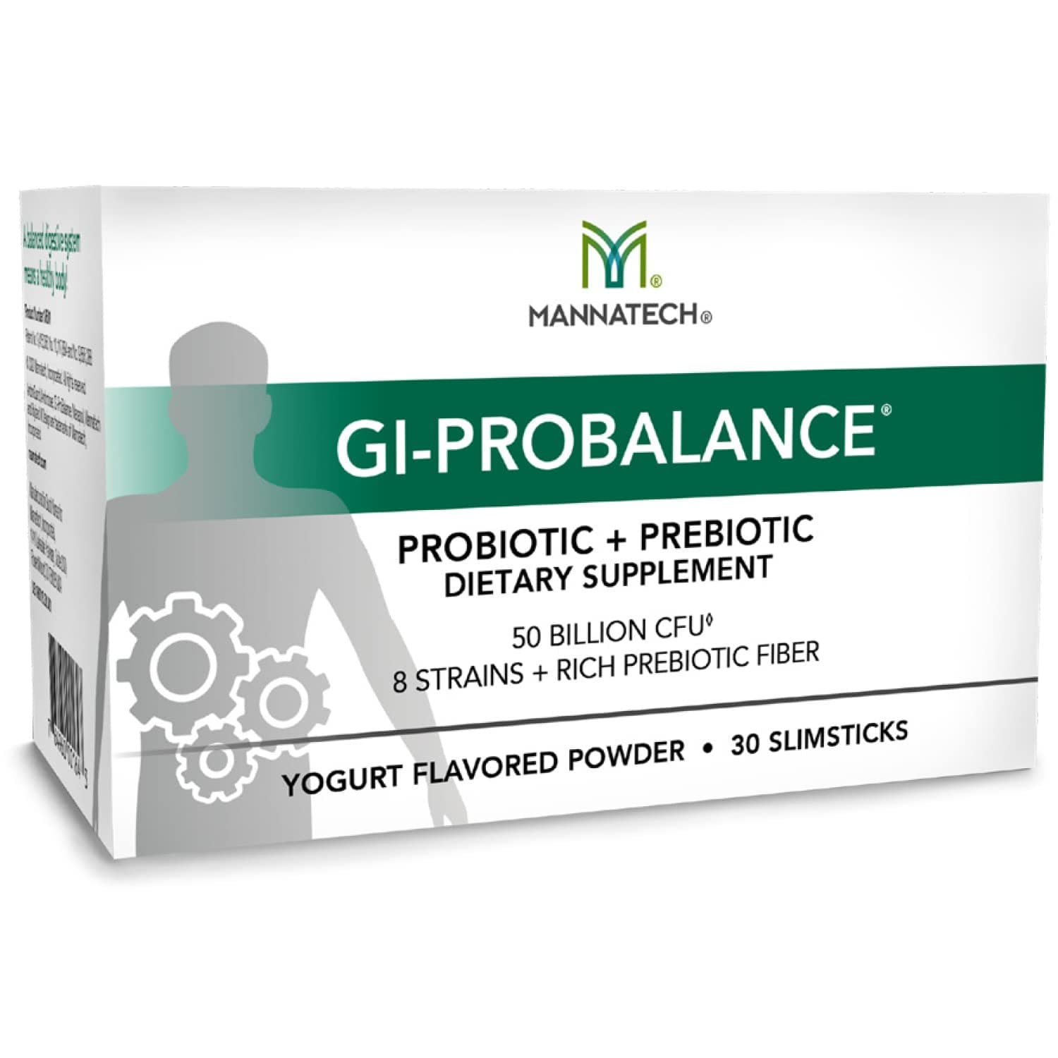 Mannatech Prebiotics and Probiotics, 30 Slimsticks, Yogurt Flavor, GI-ProBalance w/MannaBiotic Blend, Pre and Probiotics Powder for Gut Health, w/ 8 Strains, Rich Prebiotic Fiber & 50 Billion CFU