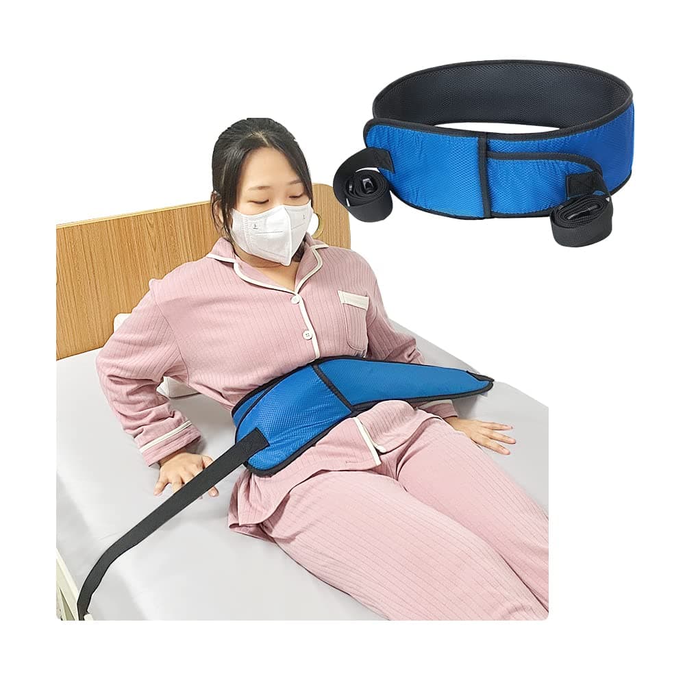 Medical Restraints for Bed Elderly Fall Prevention Devices Hospital Bed Restraints Dementia Patient Waist Control Belt Beds Guard Safety Belt for Seniors Medical Safety & Assisting Rails (Blue)