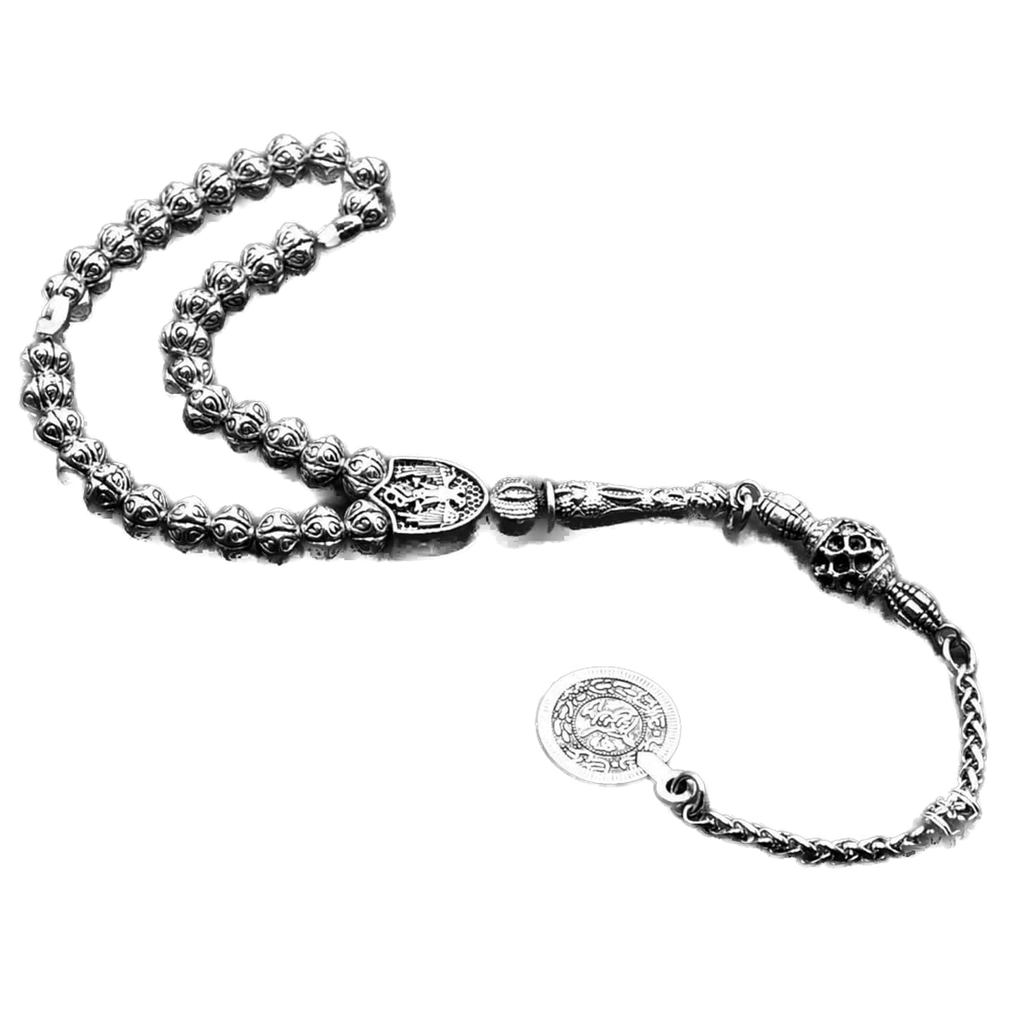 Antique Silver Plated Collection - 33 Worry Beads Prayer Tesbih Tasbih Tasbeeh Misbaha Masbaha Subha Sebha Sibha Rosary (Small Silver Plated)