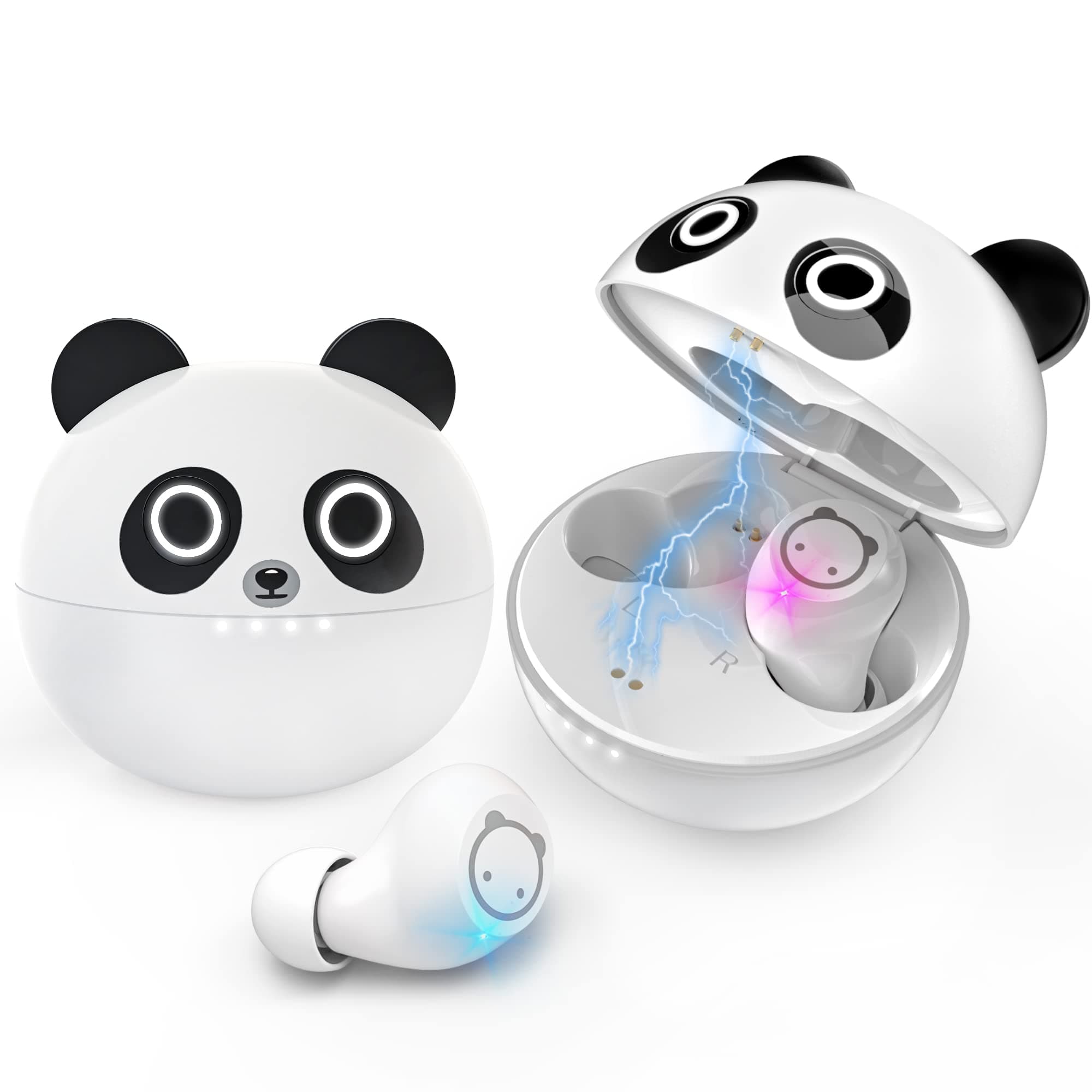 TogetfaceKids Wireless Earbuds, Bluetooth 5.0 with Microphone Noise Reduction and Panda Charging Case,Cute Headphone 36H Playtime IPX5 Waterproof Touch Control,HiFi Stereo Earphone for tv/pad/Phone.