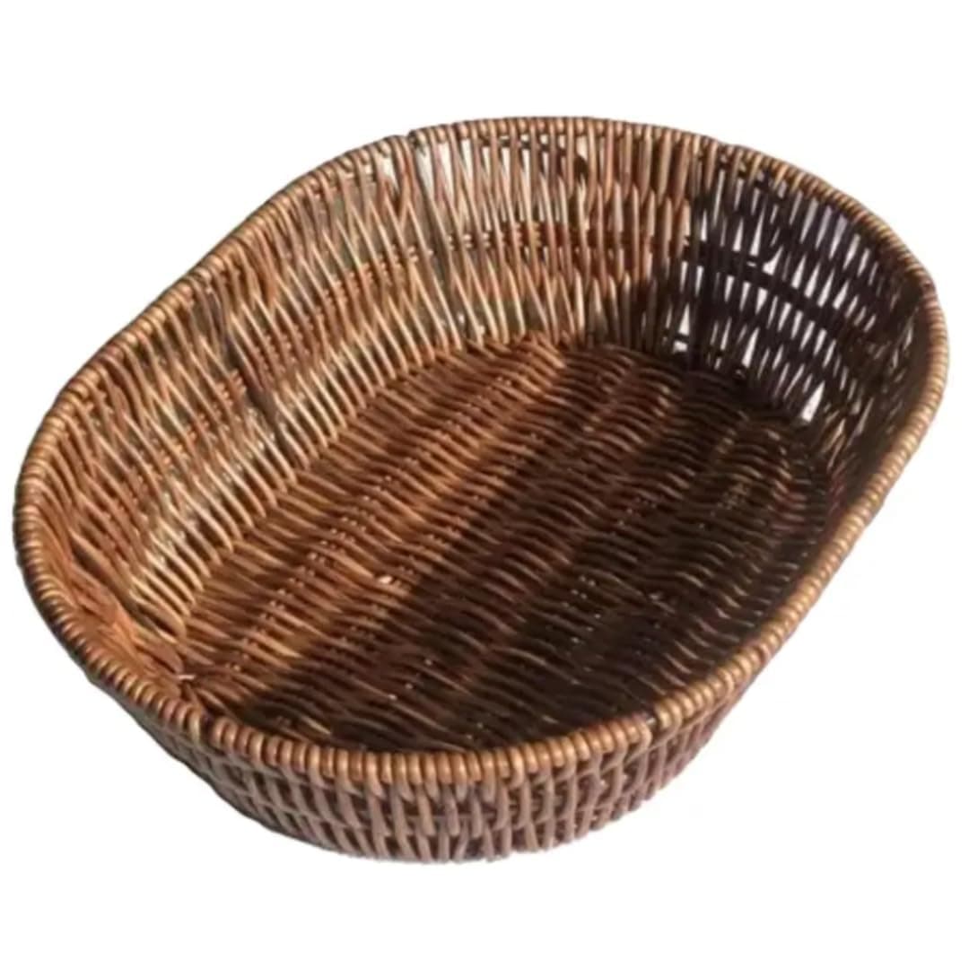 DTD QUALITY MATTERSOval Wicker Bread Basket - Woven Food Serving Holder for Fruits, Vegetables, Home, Kitchen, Restaurant, Outdoor Use (25x17x6.5cm, 28x19x7cm, 31x23x8.5cm) (Medium (28x19x7cm))