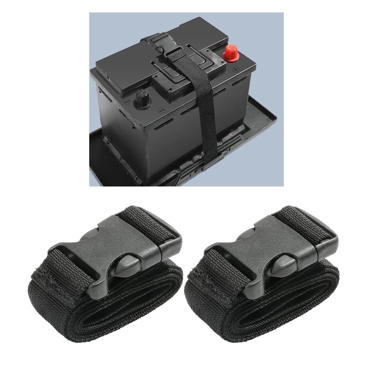 Battery Box Strap - Adjustable Buckle, Auto & Trailer Hold Down Strap - 2 PCS Pack (39 Inch, Quick Release)