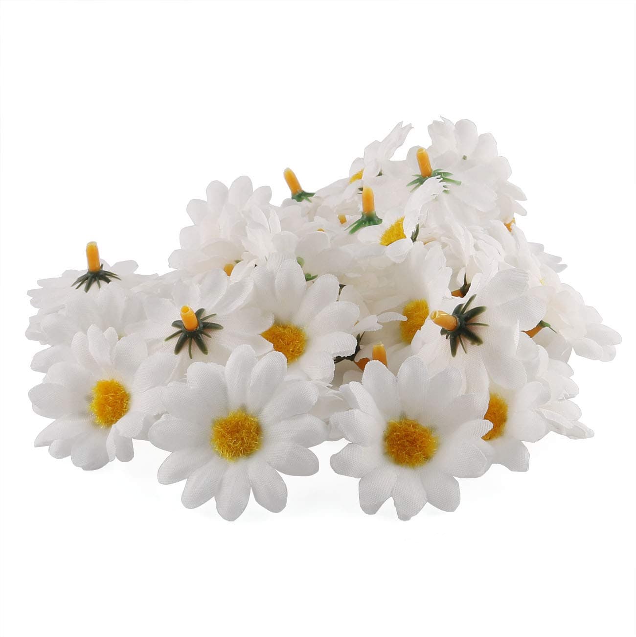 E-outstandingSilk Daisy Flower Head 100PCS 1.5Inch White Artificial Gerbera Fake Flowers Heads for Wedding Party,Home Decoration and DIY Craft
