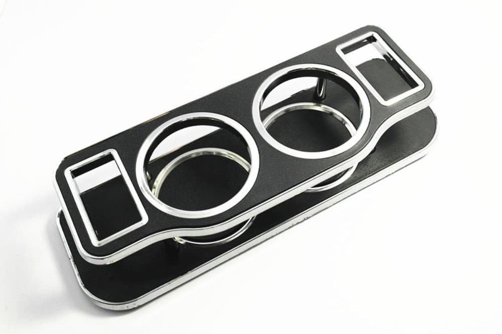 1Pcs Rectangle Black Chrome Rim ABS Plastic Car Instrument Desk Table Cup Drink Holder Soft Drink Water Coffee Cup Bottle Stand Holder Universal Cup Holder For Any Vehicle Automobile