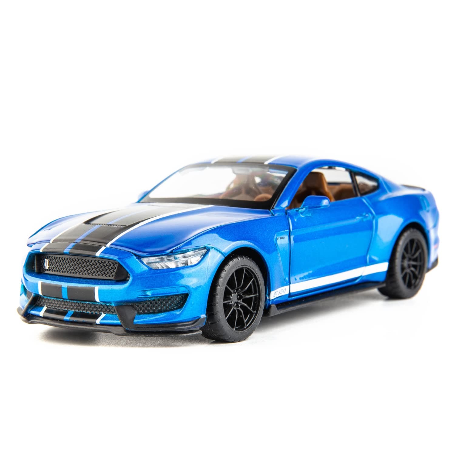 Diecast Car1/32 Shelby GT350 Model Car Pull Back Collectible Toy Car with Sound and Light Toy Vehicle for Boys Adults Gift (Blue)
