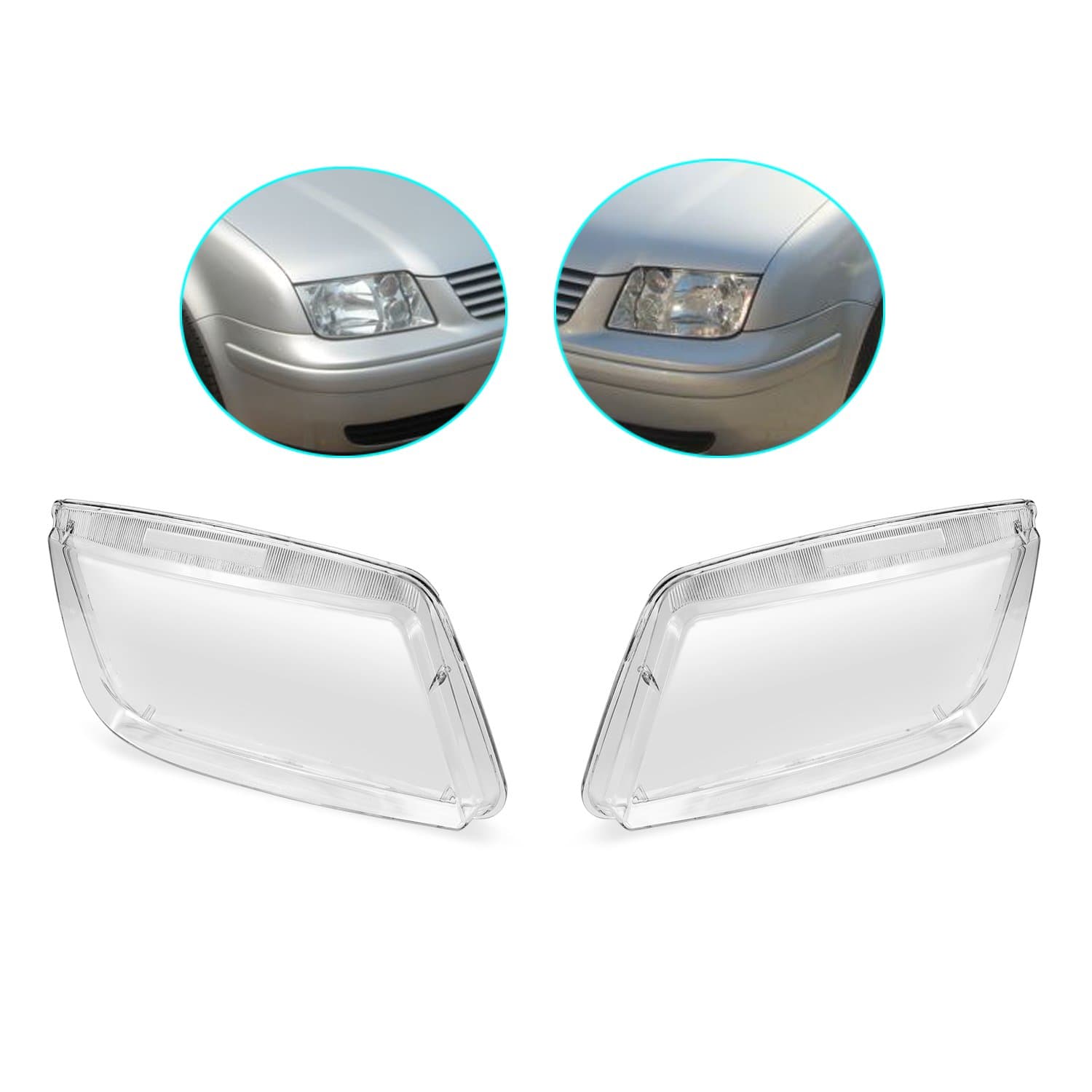 Set of Headlight Lenses Replacement fit for VW Bora Jetta MK4 NEW