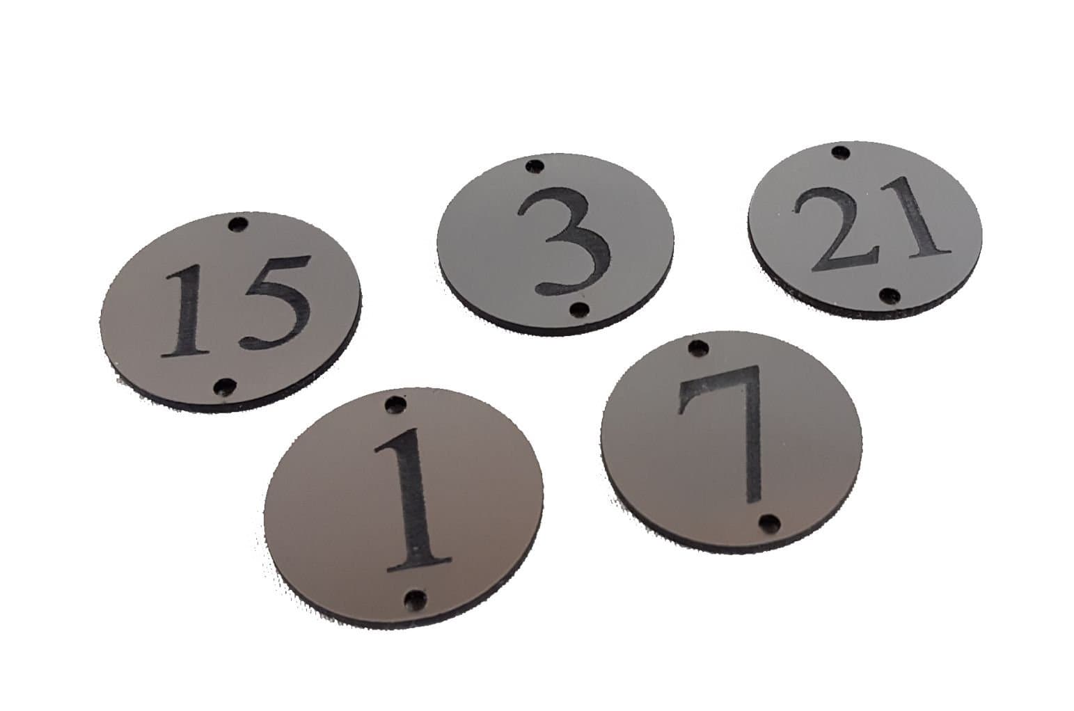 Table Number Plaque - Brushed Steel Effect Acrylic - Choose Your Numbers