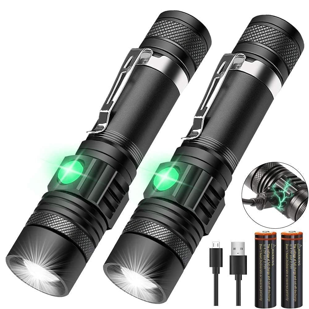 Rechargeable Flashlight, Tactical LED Flashlight, 1200 Lumen Super Bright Pocket-sized Flashlight, IPX6 Waterproof, Zoomable,4 Mode Flashlight for Camping, Emergency Use