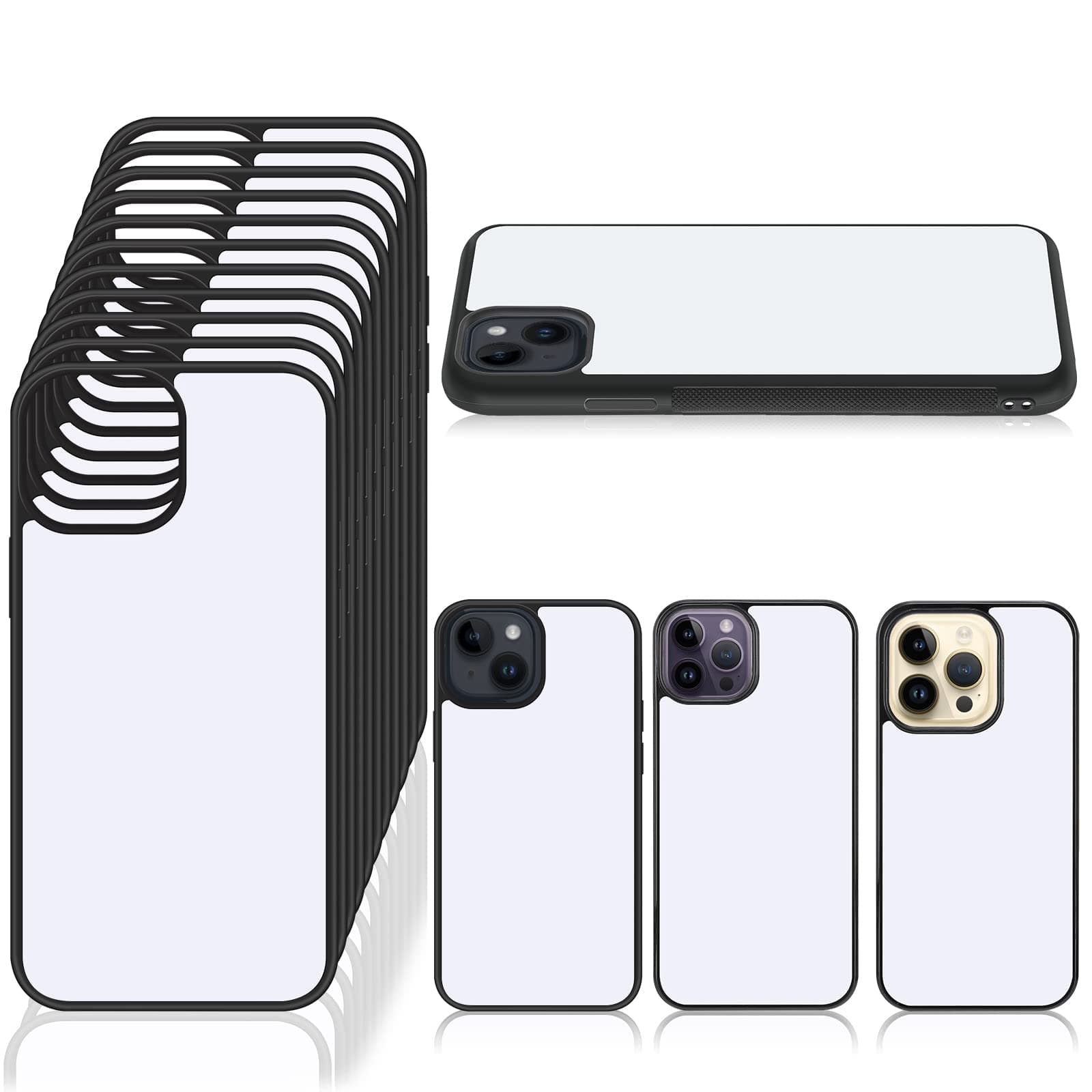 Frienda 15 Pcs Sublimation Blanks Phone Case Bulk Cover Protective Anti-Scratch Soft Shockproof Slim Covers(Compatible with iPhone 14, 14 Pro, 14 Pro Max,Black)