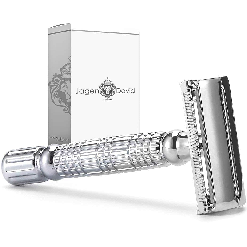 Safety Razor Butterfly Double Edge Compatible with All Standard Double Edge Razor Blades l Jagen David B40 (Silver)