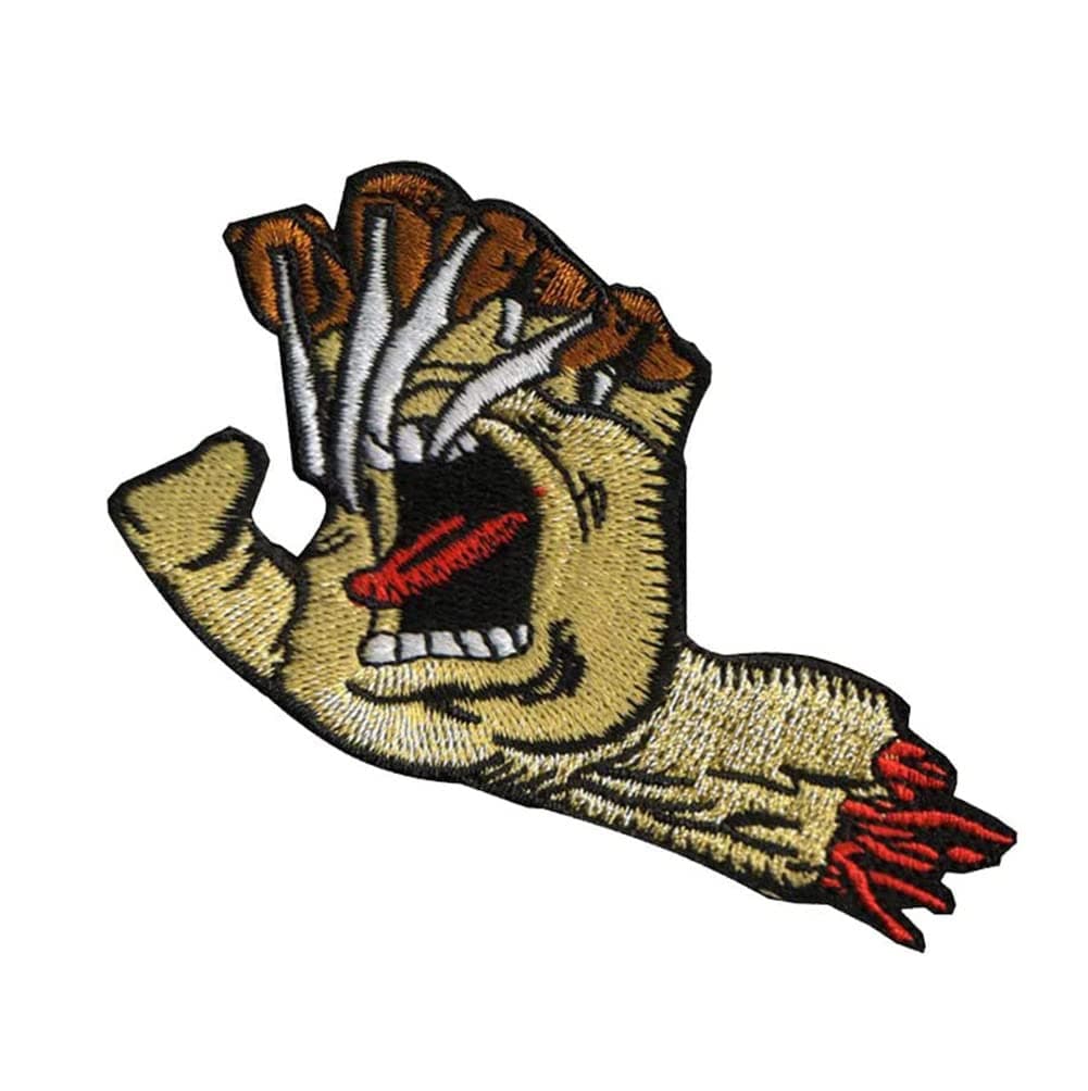 Screaming Hand Skateboard Embroidered Morale Patch with Hook and Loop Cool Punk Velcro Patch Applique for Jeans Jackets and Clothes