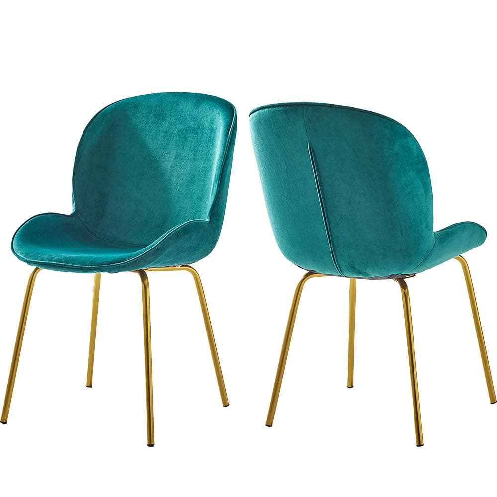 Volitation Dining chair, Dining Chairs Popular Soft Seat and Back Kitchen Chairs with Sturdy Metal Legs Velvet Chairs for Dining and Living Room Chairs Set of 2, Green