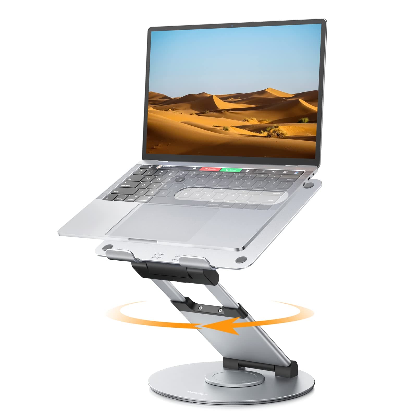 Nulaxy Telescopic 360 Degree Rotating Laptop Stand for Desk, Adjustable Height, Swivel Drawer Design, Ergonomic Laptop Riser, Fits All 10-17 Inch Laptops, Computers, MacBooks, Silver