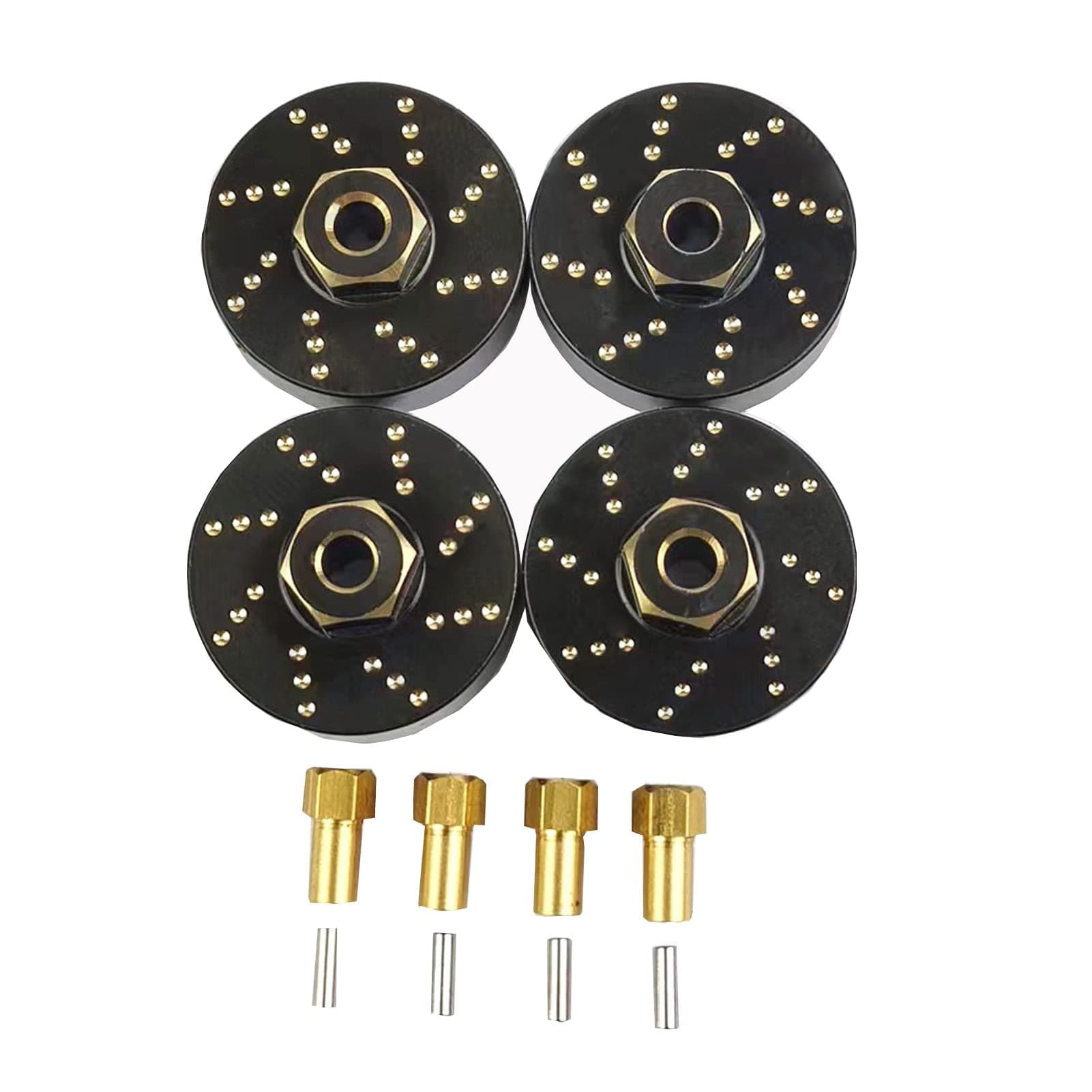 4pcs 13g Brass Wheel Weights with 7mm Wheel Hex Hub Extended Wheel Hubs Adapter for Axial SCX24 AXI90081 AXI00001 AXI00002 AXI00005 AXI00006 Upgrades 1/24 RC Crawler Car (Black)