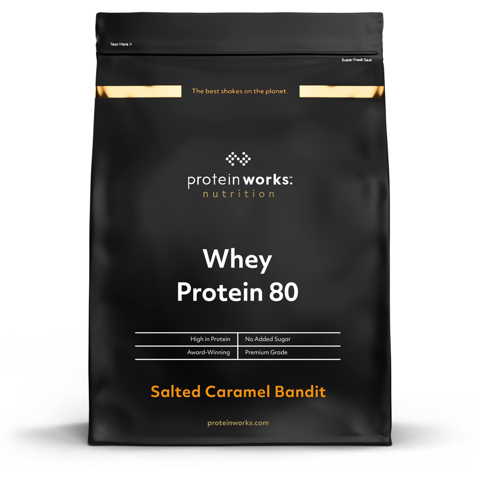 Protein Works - Whey Protein 80 Powder | Low Calorie Protein Shake | Whey Protein Shake | 57 Servings | Salted Caramel Bandit | 2kg