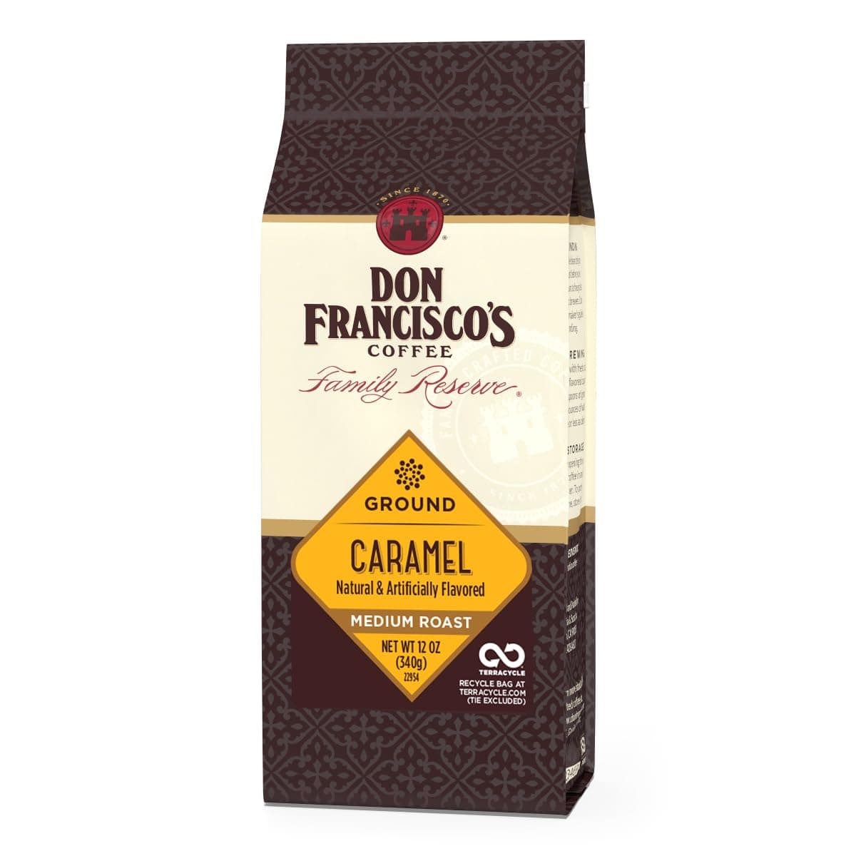 Caramel Ground Coffee, Medium Roast – Flavored 100% Arabica, 12 oz Bag, Premium Coffee for Drip, Pour Over & French Press