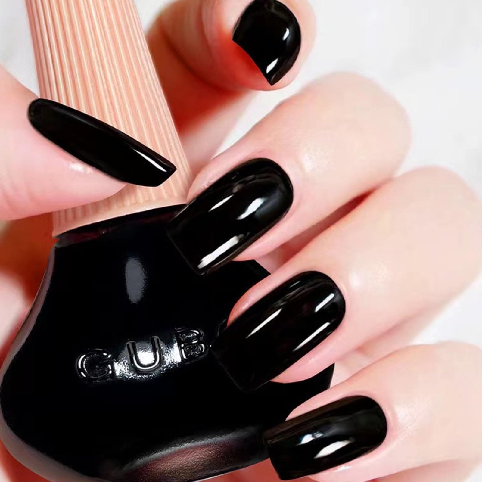 Black Gel Nail Polish - Fast Drying, Long Wearing, Dark Base Coat - Flat Black for Women, Men & Girls - 12ML