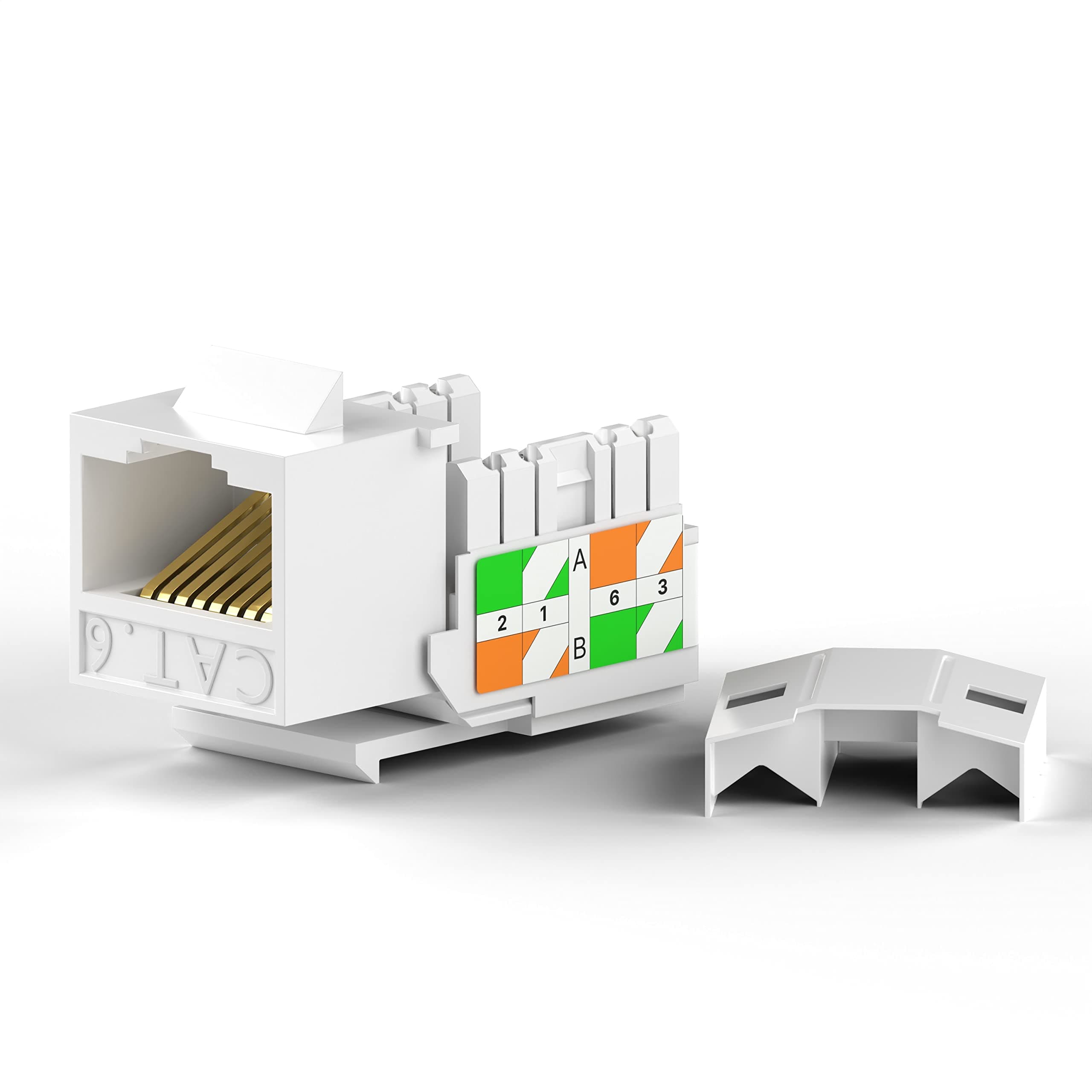 - 5 Pack Cat6 RJ45 Keystone Jack Adapter, UTP Modular Female Network Ethernet Wall Jack Patch Panel Insert Punch Down Connector, Cat5/5e/6 Keystone Coupler for Modems, Computer Networks