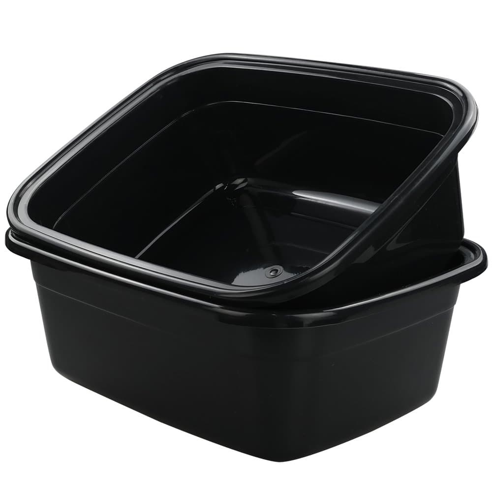 IdomyRectangle Plastic Black Washing Basin/Tub, Pack of 2 (18 Quart)