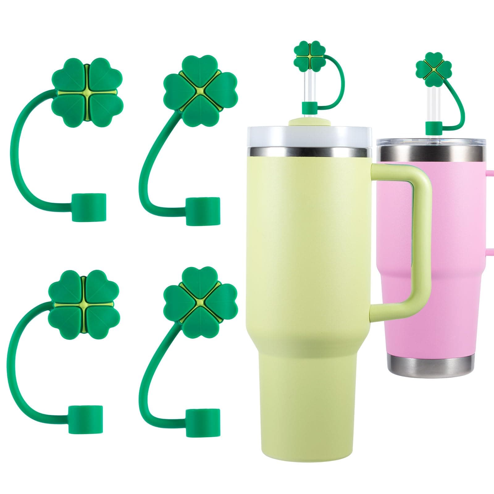 Straw Cap Cover for Stanley Cup Accessories- 0.4 Inch Straw Caps for Stanley Accessories 40 oz 30 oz Cup, Cute Straw Toppers 4 pcs Silicone Straw Plugs, Straws Tip for 10MM Straws Accessories