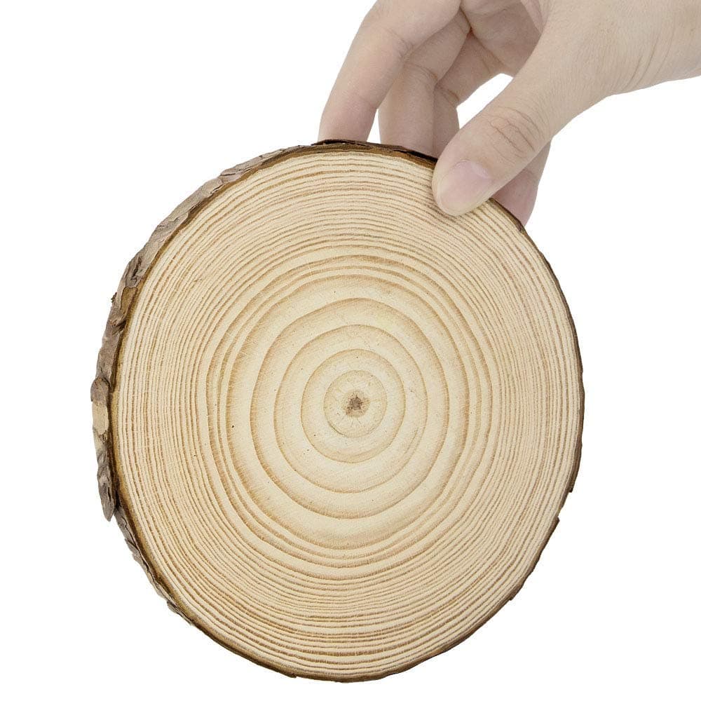 Unpainted Natural Wood Slices - Coco Round Blank Tree Slices with Tree Bark Log Discs for DIY Craft Woodburning Christmas Rustic Wedding Ornaments 20-25cm/8-10" (Pack of 1 pcs)