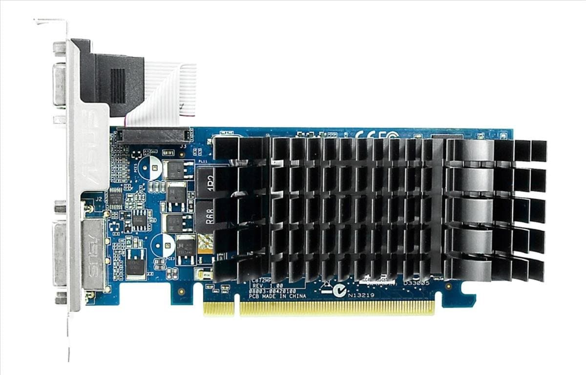 Asus GeForce 210 Nvidia Silent Graphics Card (PCI Express 2.0, 1GB, DDR3, Low Profile, HDMI, DVI-I, VGA, 64-bit, Full HD 1080p Entertainment)