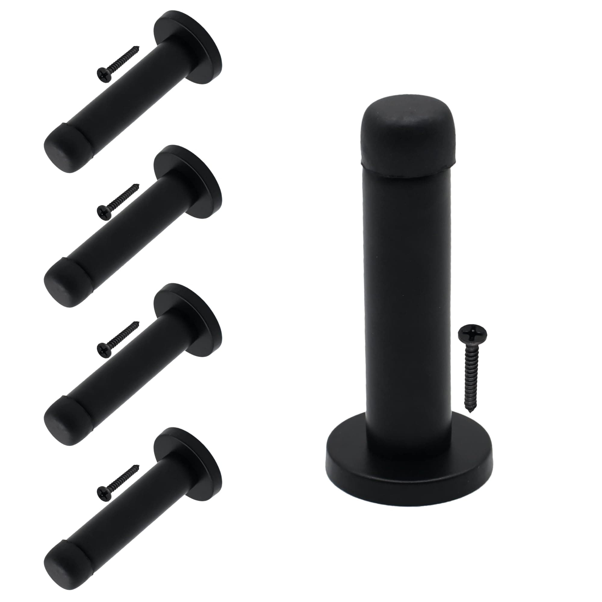 EAI Matt Black Mounted Doorstop - Pack of 5 | Decorative Wall, Door & Skirting Mount Door Stopper with Concealed Fixings | Reduces Noise & Prevents Damage to Walls & Door Handles