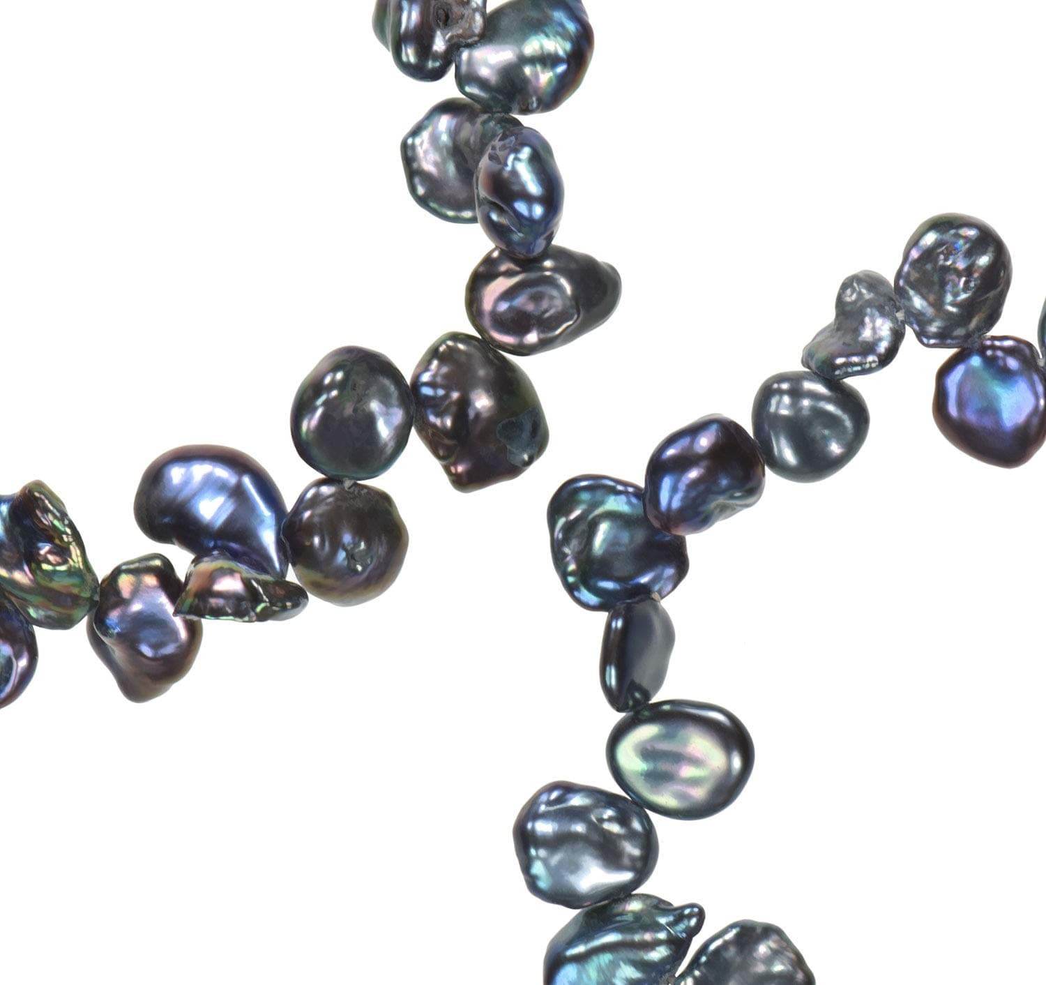 Black Peacock Cornflake Cultured Freshwater Pearl Side Drilled Strand Small