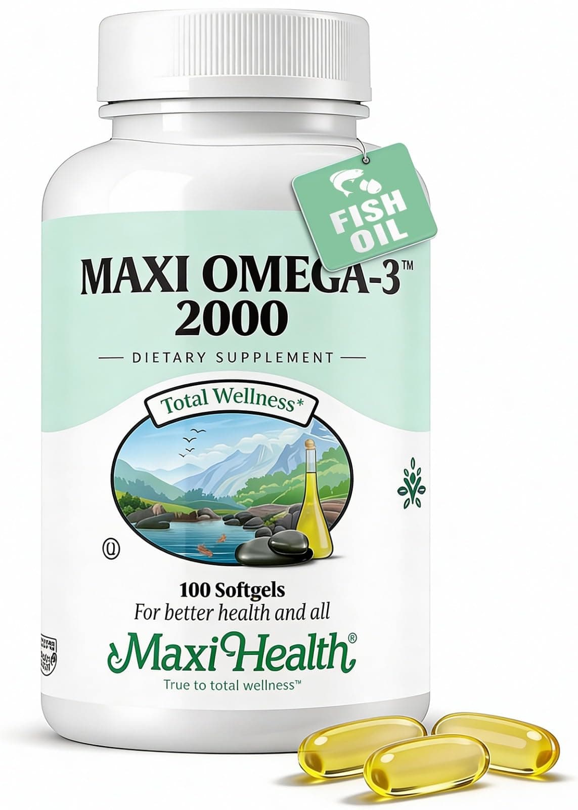 Omega 3 Fish Oil - Triple Strength 2000 mg Kosher Fish Oil Supplements - No Fishy Aftertaste Omega 3 Supplement - Burpless Fish Oil Omega 3 Fatty Acid Supplement with EPA and DHA (100 Softgels)