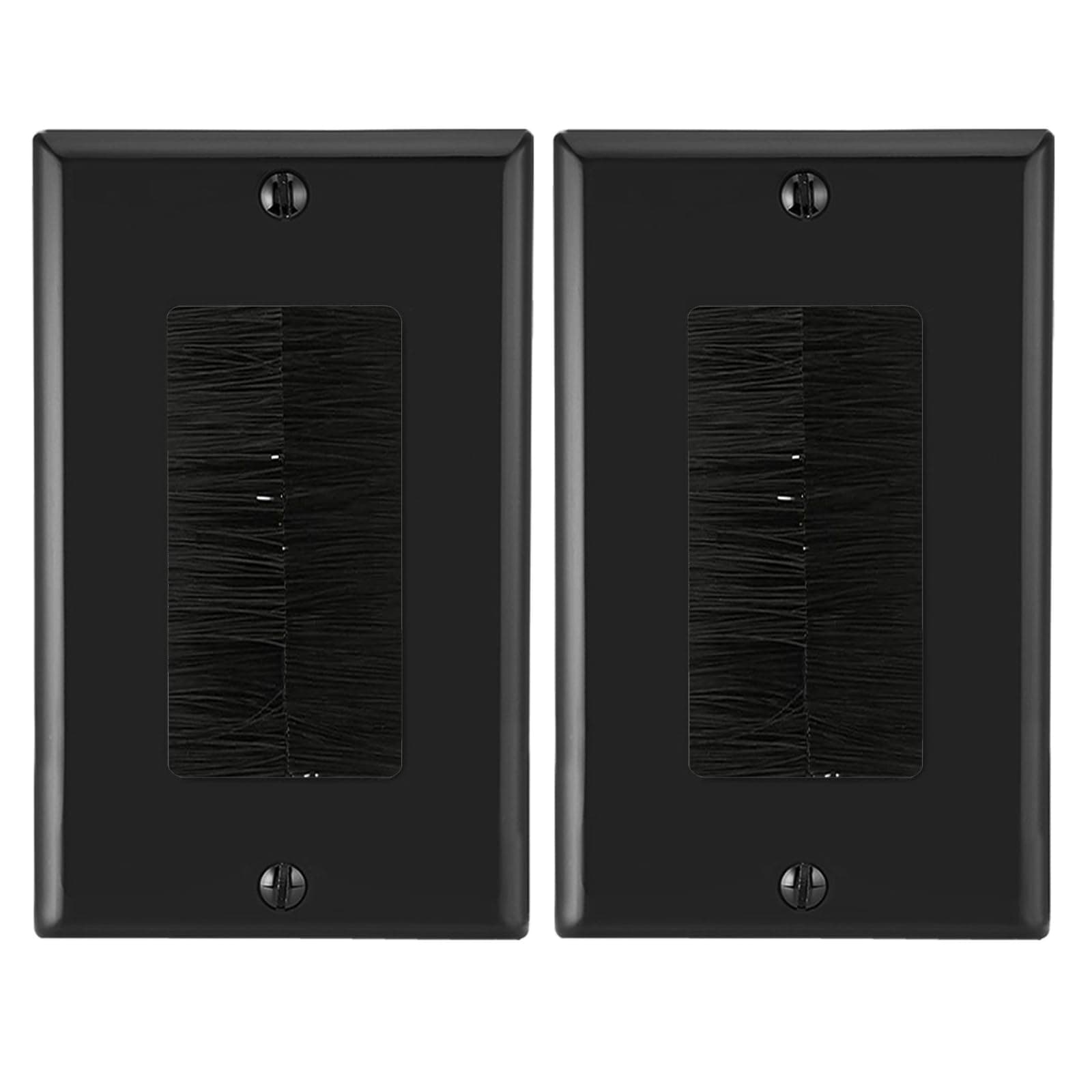 Misuyue Brush Wall Plate, 2 Pack Wall Cover, Brush Panel in Wall Cable Management for Covering Outlets, Receptacles and Tidying Cords (Black)