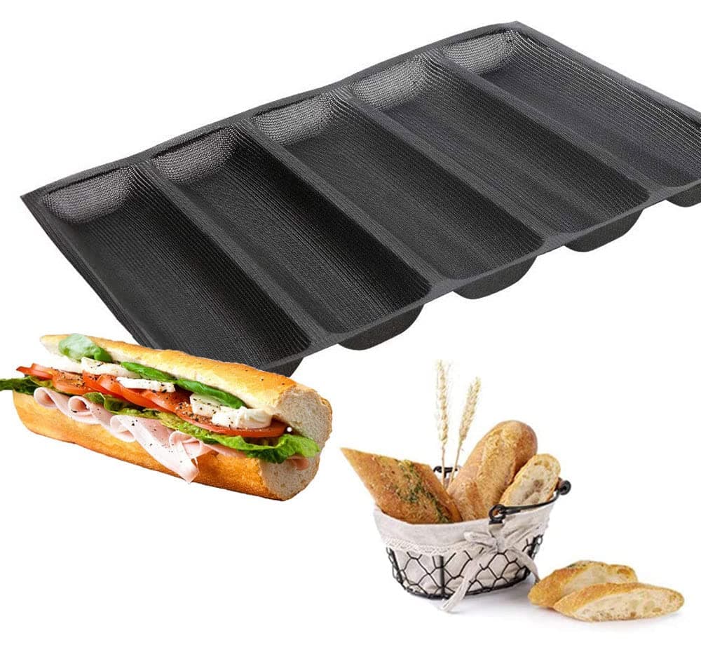 Silicone Bread Mold 5 Loaf Baking Mould Flexible Reusable Forms Shapes Non Stick Perforated