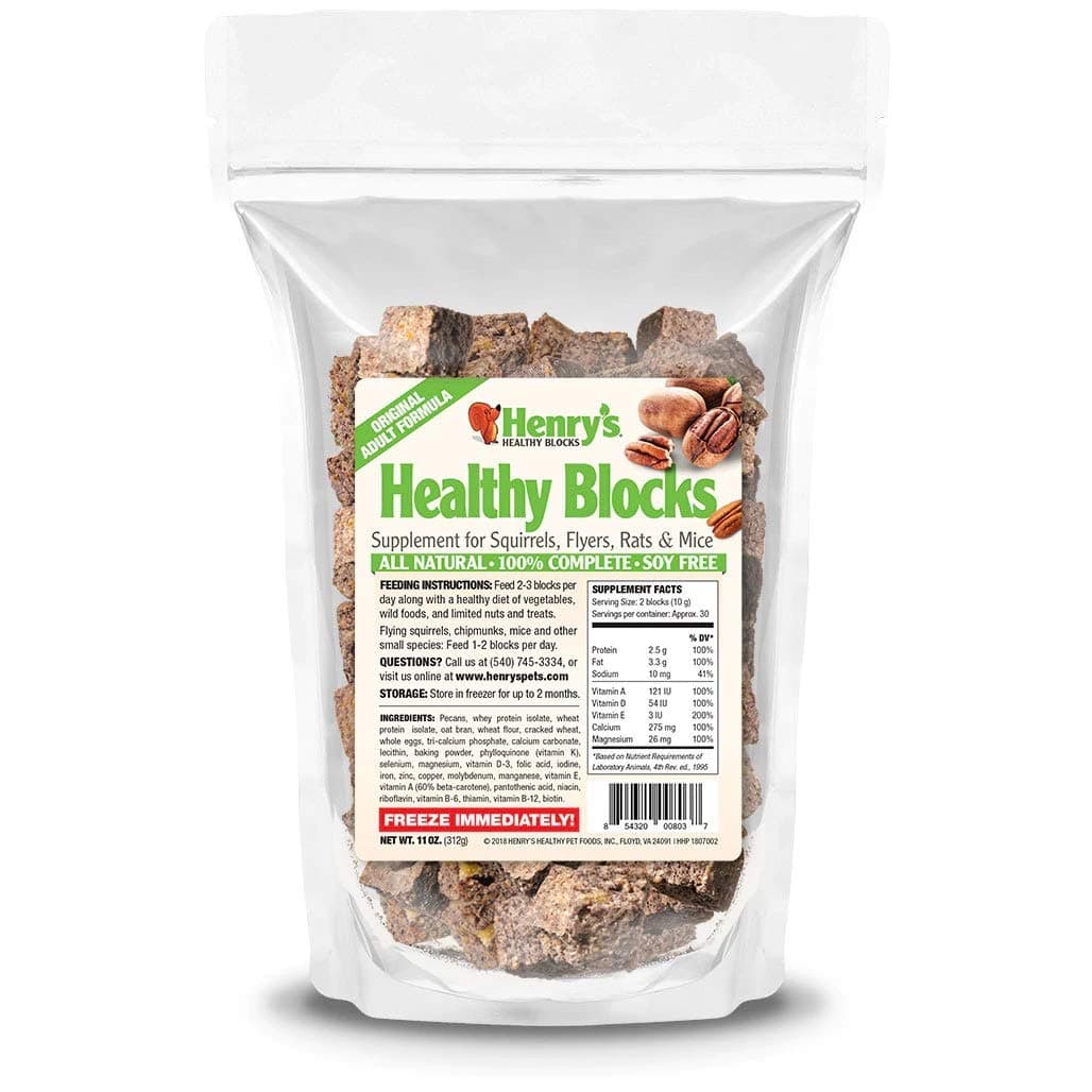 Healthy Blocks - Nutritionally Complete Food for Squirrels, Flying Squirrels, and Chipmunks, 11 Ounces