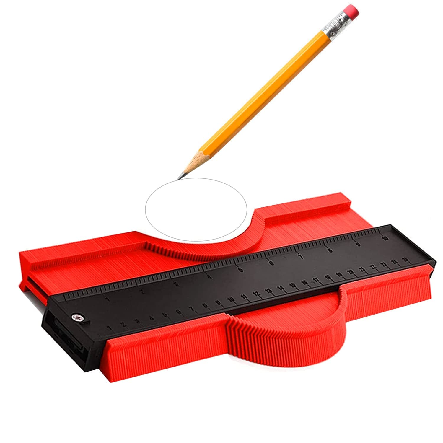 SamTekContour Gauge Profile Tool – Laminate Flooring Tools for Carpets, Tiles, Flower Strips – DIY Profile Gauge Duplicator Tool for Measuring, Marking, Duplicating and Installing (25cm/10inch, Red)